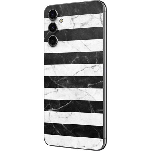 Black and White Striped Marble Galaxy A14 5G Skin